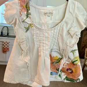 Pilcro Cream Denim Top